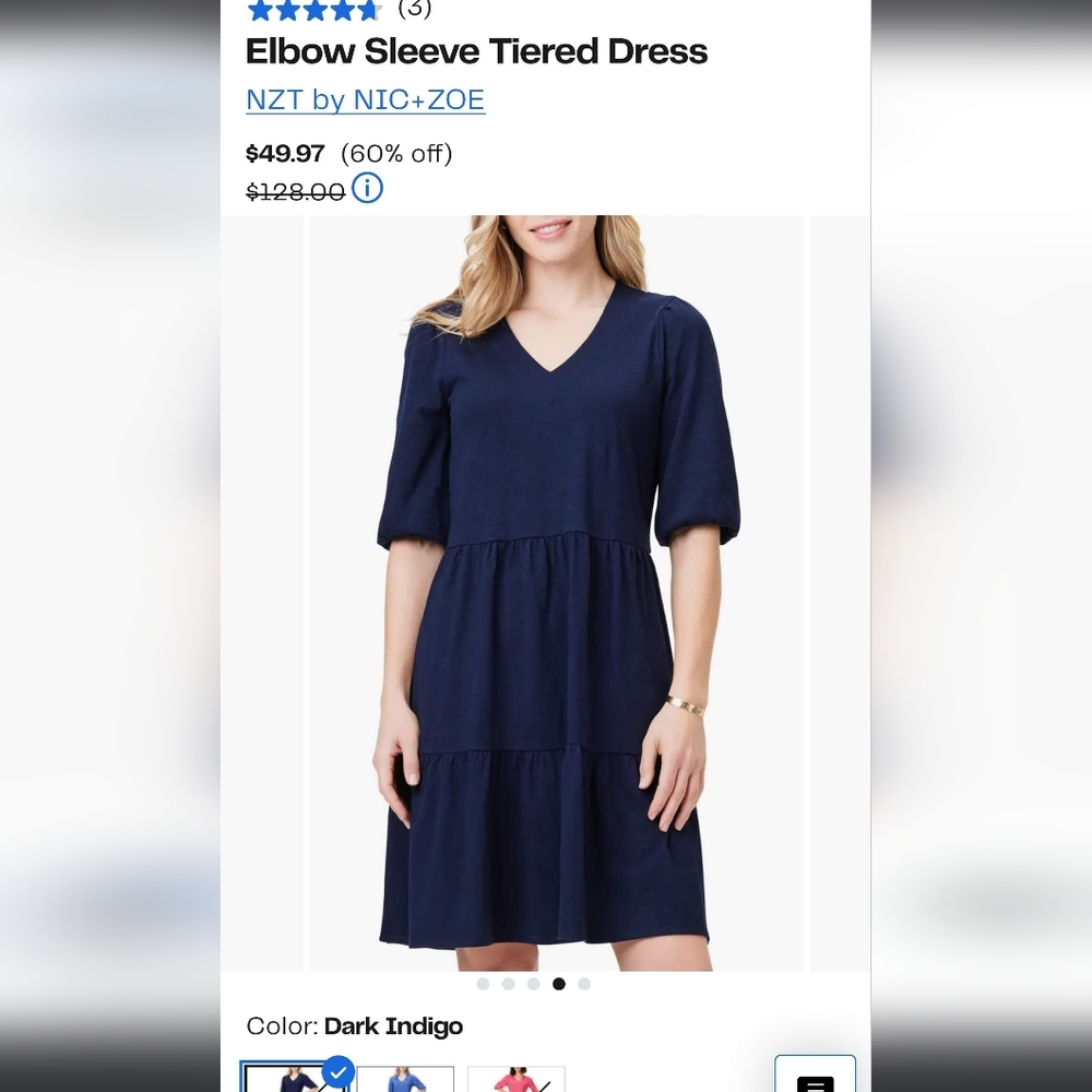 NIC+ZOE Navy Long Sleeve Dress